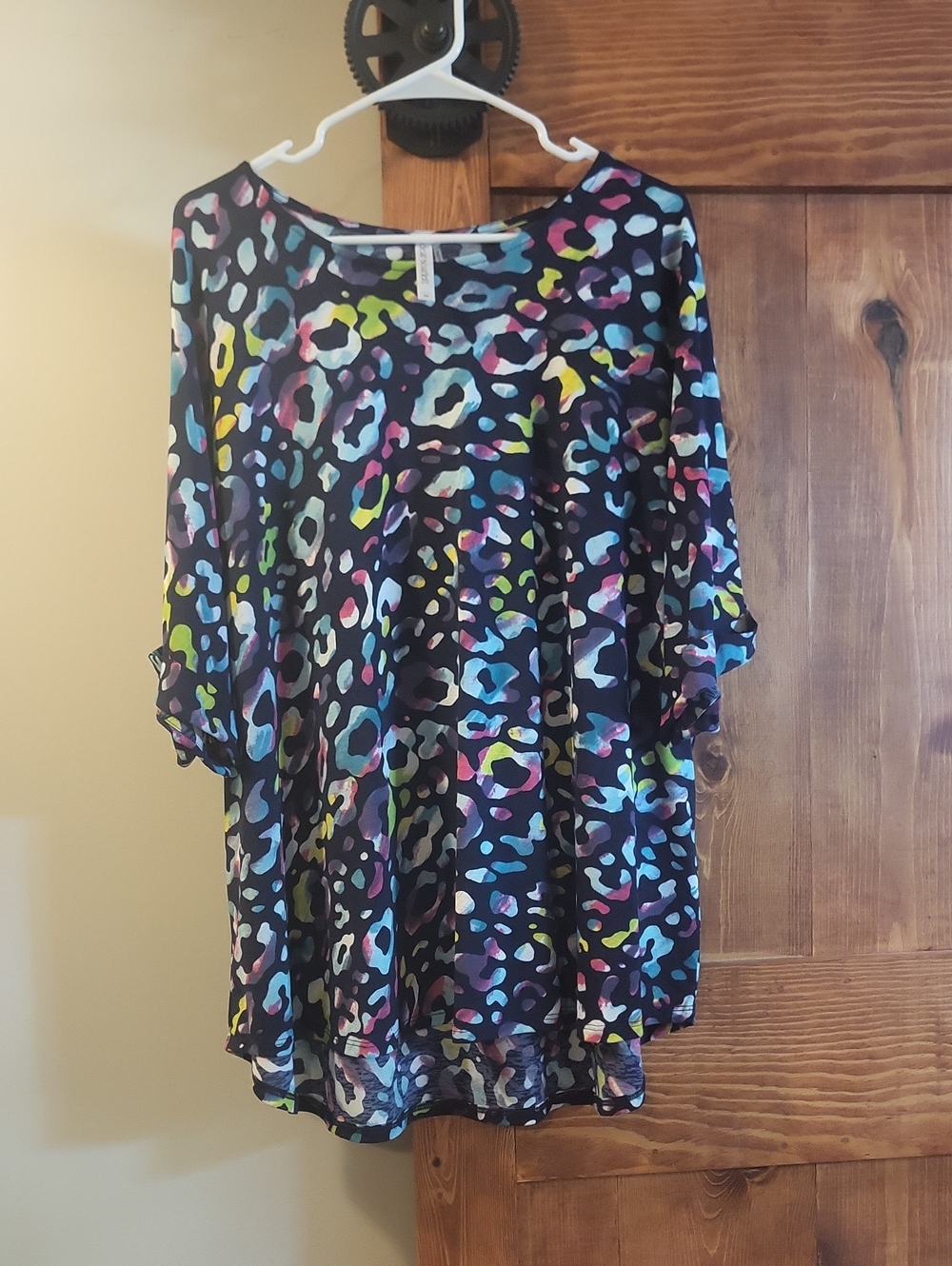 Dear Scarlett Navy Tunic with Multicolor Leopard Spots